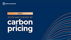 State and Trends of Carbon Pricing  Blue background with text  State and Trends of Carbon Pricing
