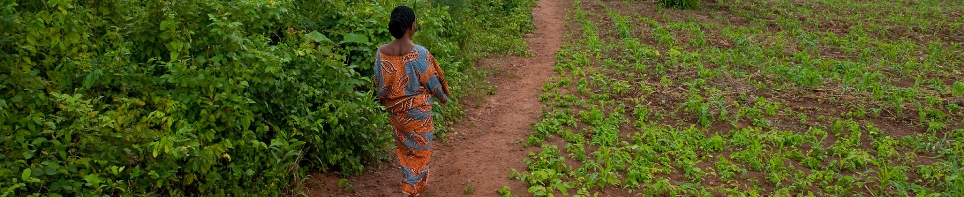 lady walking in the field