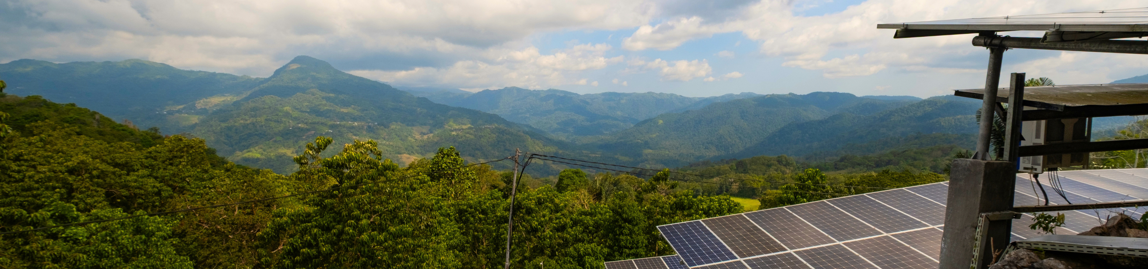 Indonesia mountain landscape with solar panel. Photo: World Bank