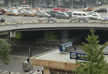 Heavy traffic at a major junction in Beijing, China