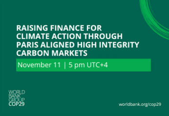 Raising Finance for Climate Action Green background  with white text Raising Finance for Climate Action Through Paris Aligned High-Integrity Carbon Markets