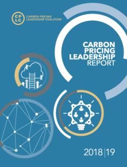 Carbon Pricing Leadership Report in white text in a blue background