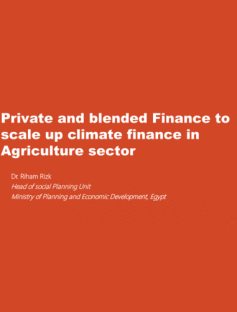 Private and blended Finance to scale up climate finance in Agriculture sector