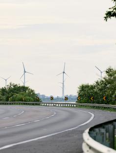 Windmills on road